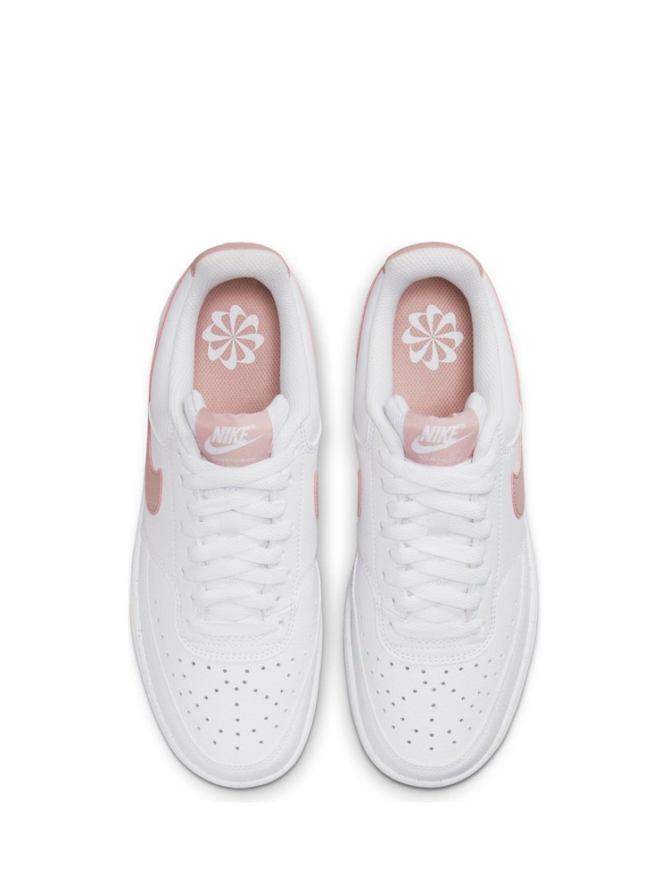 Nike White/Pink Court Vision Low Trainers - Image 5 of 10