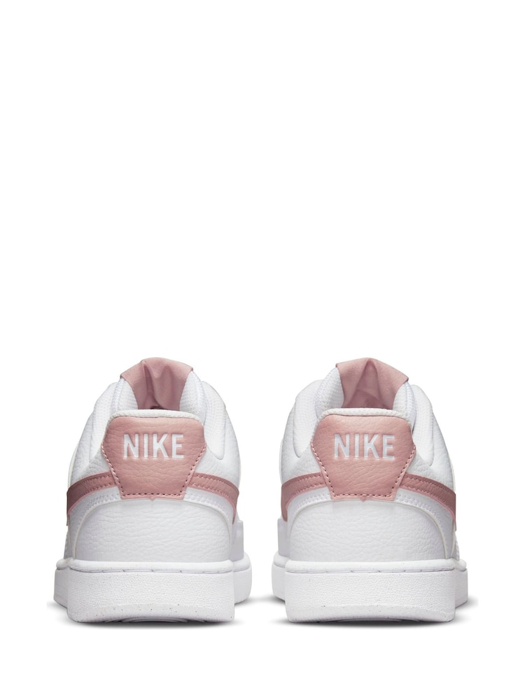 Nike White/Pink Court Vision Low Trainers - Image 6 of 10