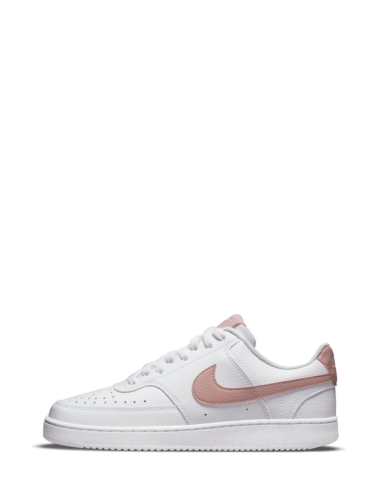 Nike White/Pink Court Vision Low Trainers - Image 7 of 10