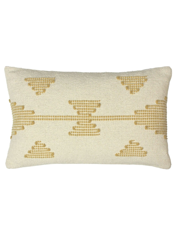 Furn Honey Yellow 100% Cotton Sonny Stitched Polyester Filled Cushion - Image 1 of 4