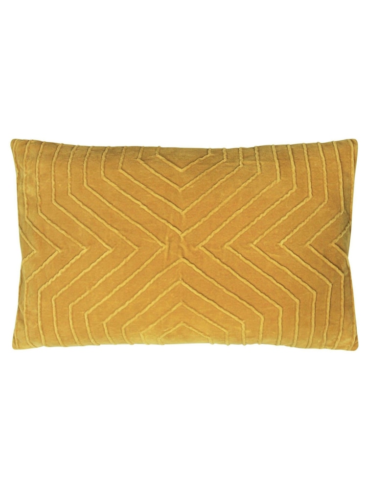 Furn Ochre Yellow 100% Cotton Mahal Geometric Polyester Filled Cushion - Image 1 of 4