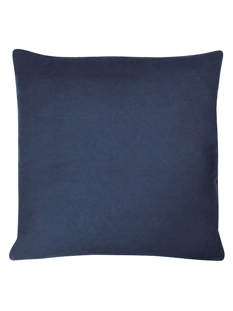 Furn Navy Blue 100% Cotton Angeles Floral Velvet Polyester Filled Cushion - Image 2 of 4