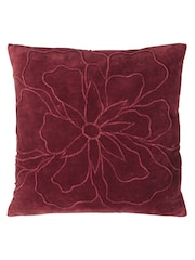 furn. Berry Red Angeles Floral Velvet Polyester Filled Cushion - Image 1 of 3