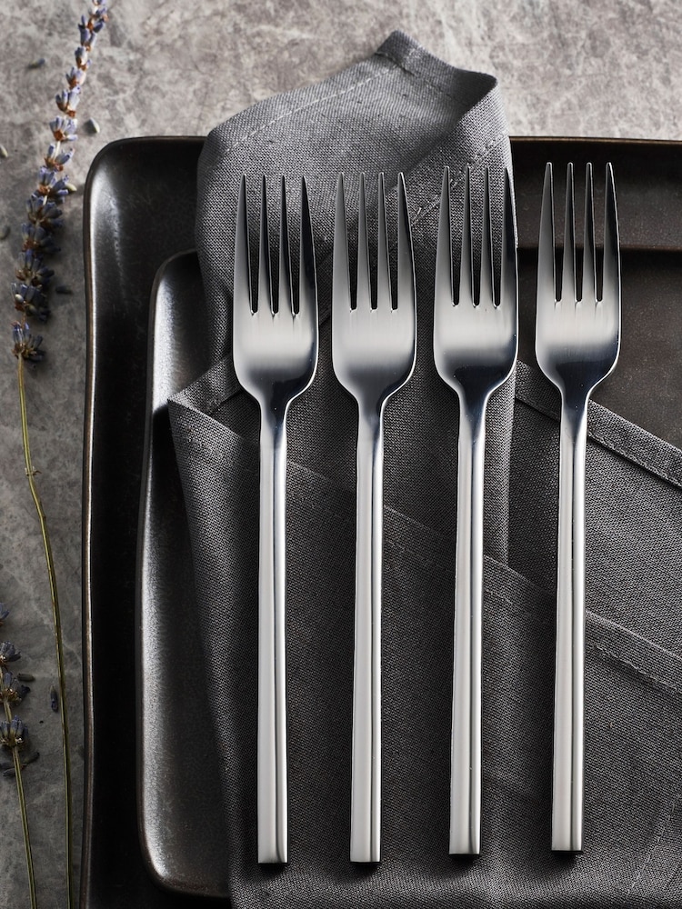 Silver 4 Piece Fork Hampton Stainless Steel Set - Image 1 of 2 Silver 4 Piece Fork Hampton Stainless Steel Set - Image 1 of 2