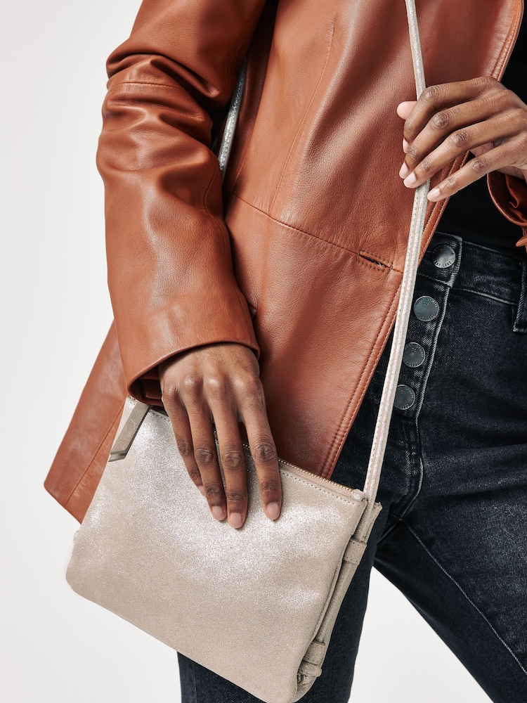 Gold Suede - Small Leather Cross-Body Bag - Image 3 of 7