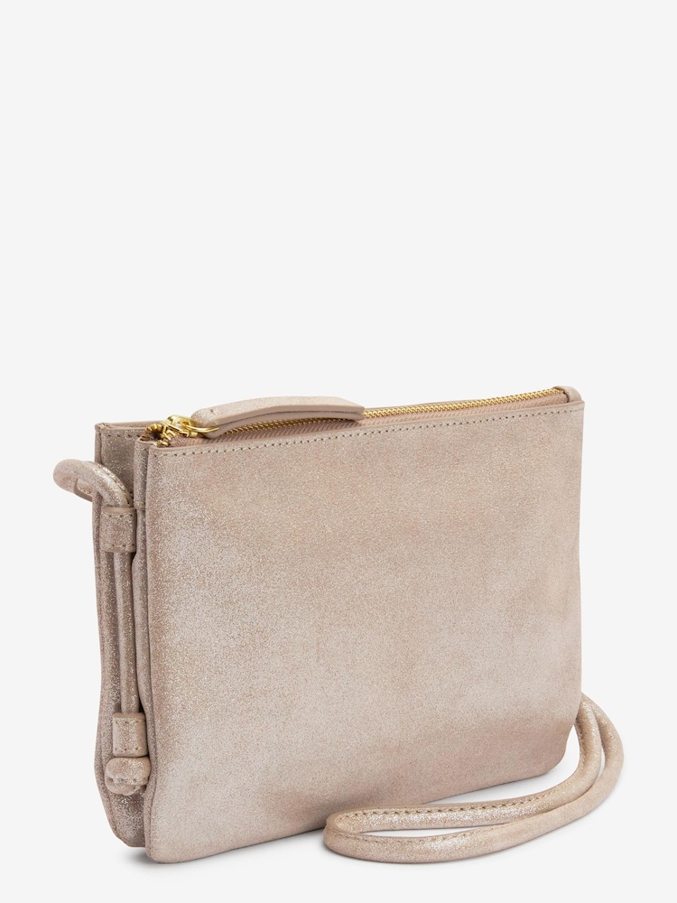 Gold Suede - Small Leather Cross-Body Bag - Image 6 of 7