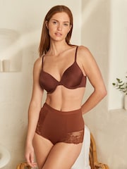 Caramel Nude Print Tummy Control Shaping Lace Back Brazilian Knickers 2 Pack - Image 2 of 6