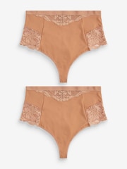 Caramel Nude Tummy Control Light Shaping High Waist Thongs 2 Pack - Image 5 of 6