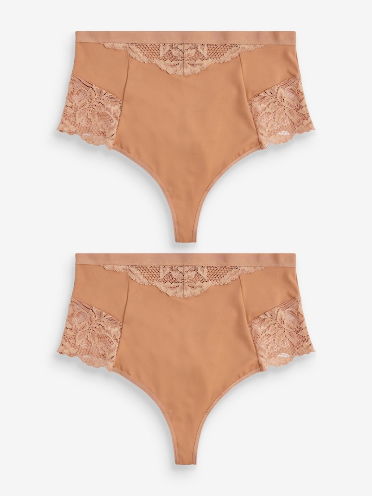 Caramel Nude - Lot de 2 strings taille haute légèrement gainants - Image 5 of 6
