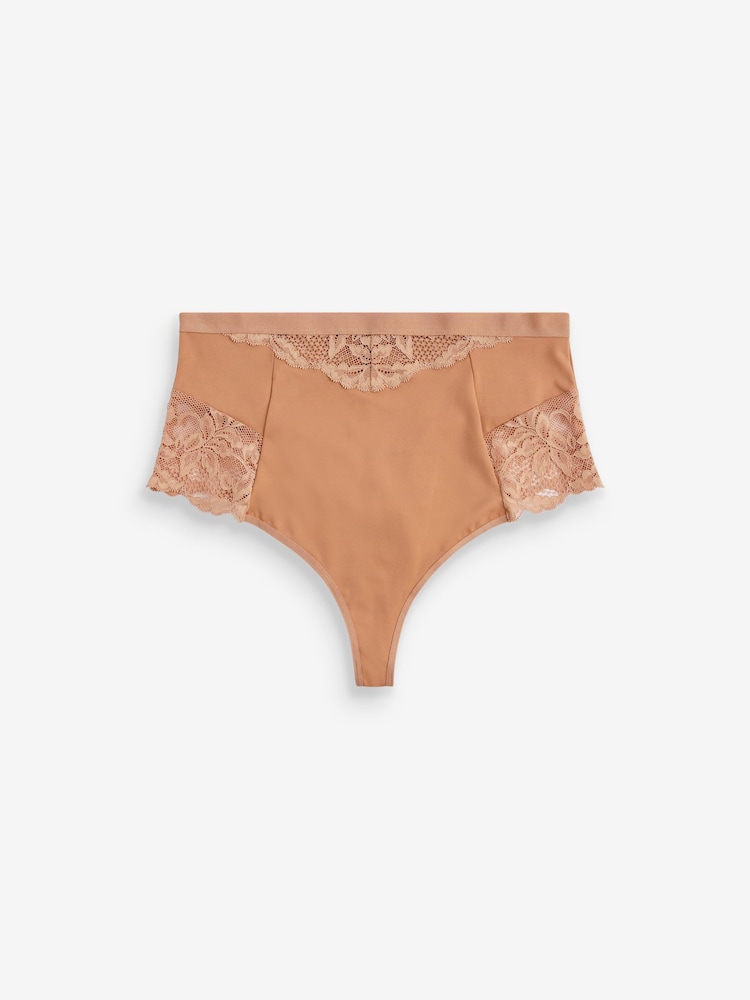 Caramel Nude Tummy Control Light Shaping High Waist Thongs 2 Pack - Image 6 of 6