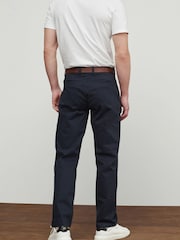 Navy Blue Straight Fit Belted Soft Touch Chino Trousers - Image 3 of 6