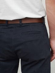 Navy Blue Straight Fit Belted Soft Touch Chino Trousers - Image 4 of 6