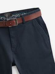 Navy Blue Straight Fit Belted Soft Touch Chino Trousers - Image 6 of 6