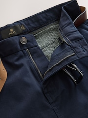 Navy Blue Straight Fit Belted Soft Touch Chino Trousers - Image 7 of 10