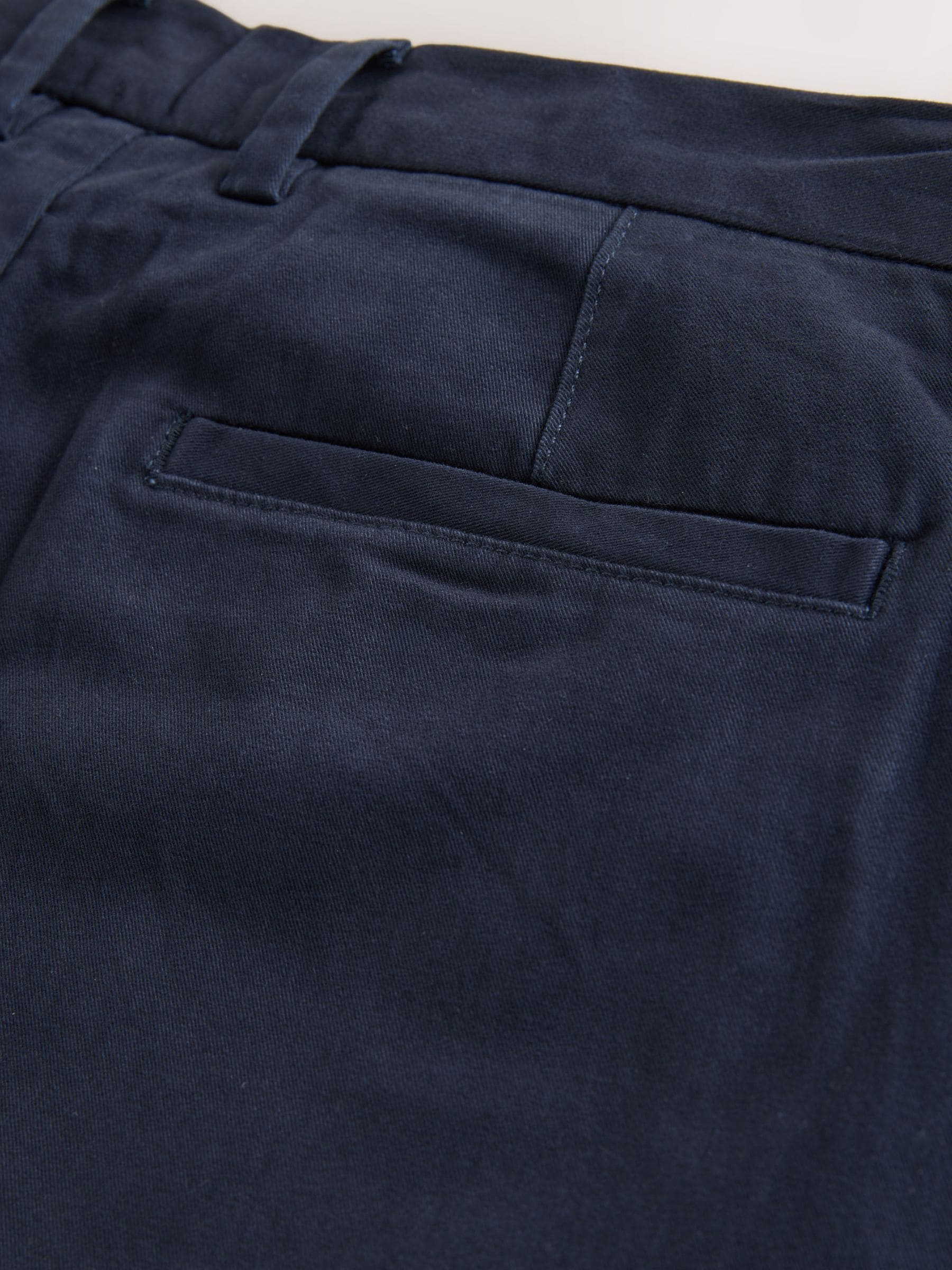 Buy Navy Blue Straight Fit Belted Soft Touch Chino Trousers from