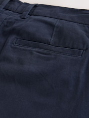 Navy Blue Straight Fit Belted Soft Touch Chino Trousers - Image 9 of 10