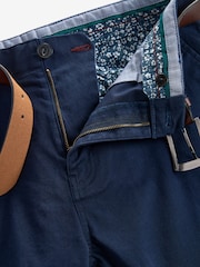 Navy Blue Slim Fit Belted Soft Touch Chino Trousers - Image 7 of 8