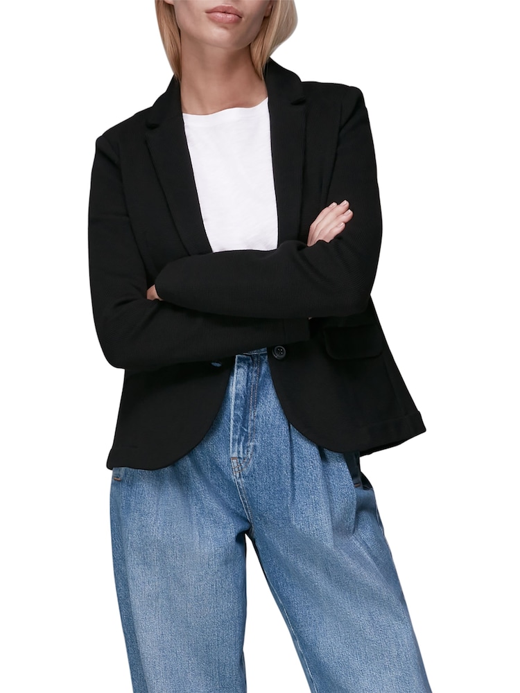 Whistles Black 100% Cotton Slim Jersey Jacket - Image 1 of 3