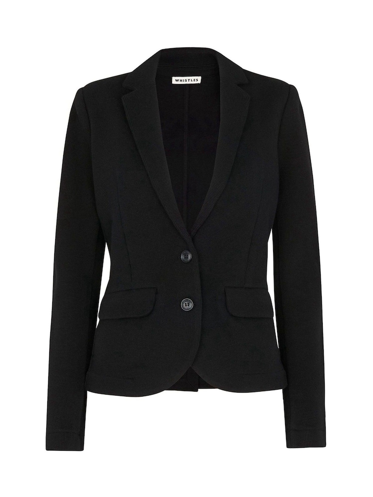 Whistles Black 100% Cotton Slim Jersey Jacket - Image 3 of 3
