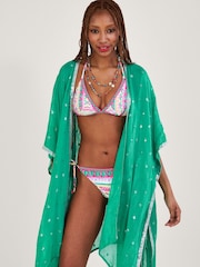 Monsoon Pink Mosaic Print Crochet Trim Bikini Bottoms with Recycled Polyester - Image 2 of 4