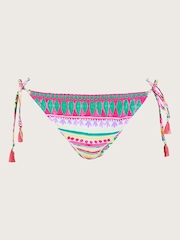 Monsoon Pink Mosaic Print Crochet Trim Bikini Bottoms with Recycled Polyester - Image 4 of 4