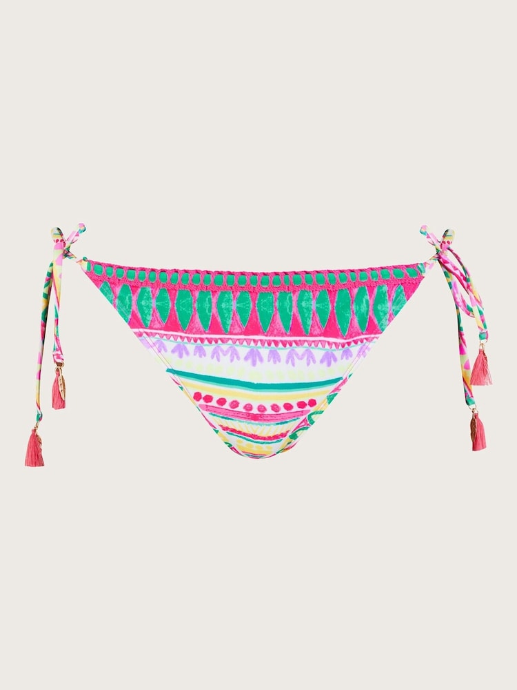 Monsoon Pink Mosaic Print Crochet Trim Bikini Bottoms with Recycled Polyester - Image 4 of 4