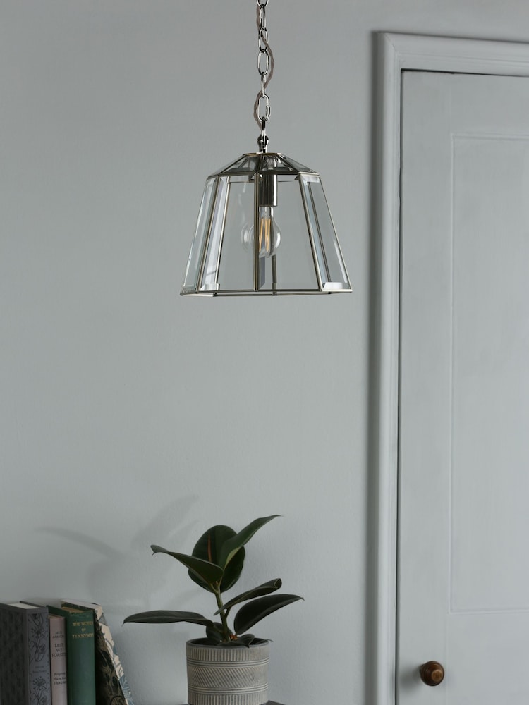 Laura Ashley Silver Clayton Glass Ceiling Light Pendant - Image 2 of 4