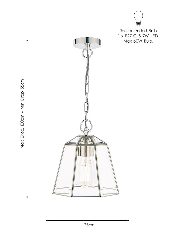Laura Ashley Silver Clayton Glass Ceiling Light Pendant - Image 4 of 4