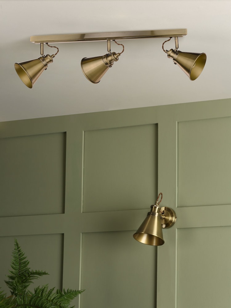 Laura Ashley Brass Rufus 3 Light Linear Pendant Bar Ceiling Light - Image 1 of 3
