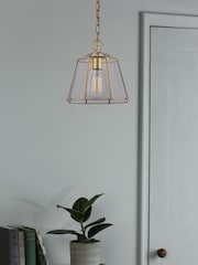 Laura Ashley Brass Clayton Glass Ceiling Light Pendant - Image 2 of 4