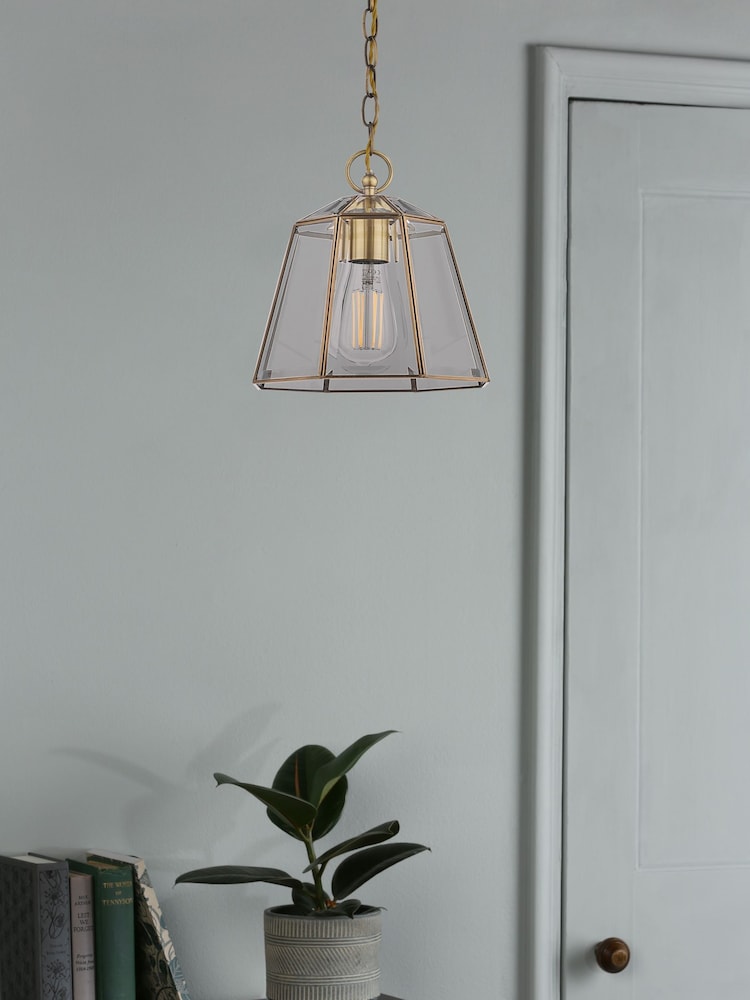 Laura Ashley Brass Clayton Glass Ceiling Light Pendant - Image 2 of 4