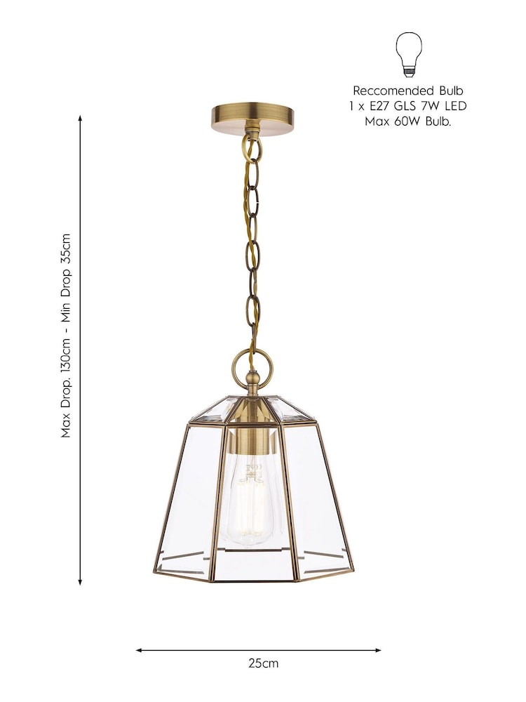 Laura Ashley Brass Clayton Glass Ceiling Light Pendant - Image 4 of 4