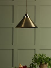 Laura Ashley Brass Rufus Grande 1 Light Pendant Ceiling Light - Image 2 of 5