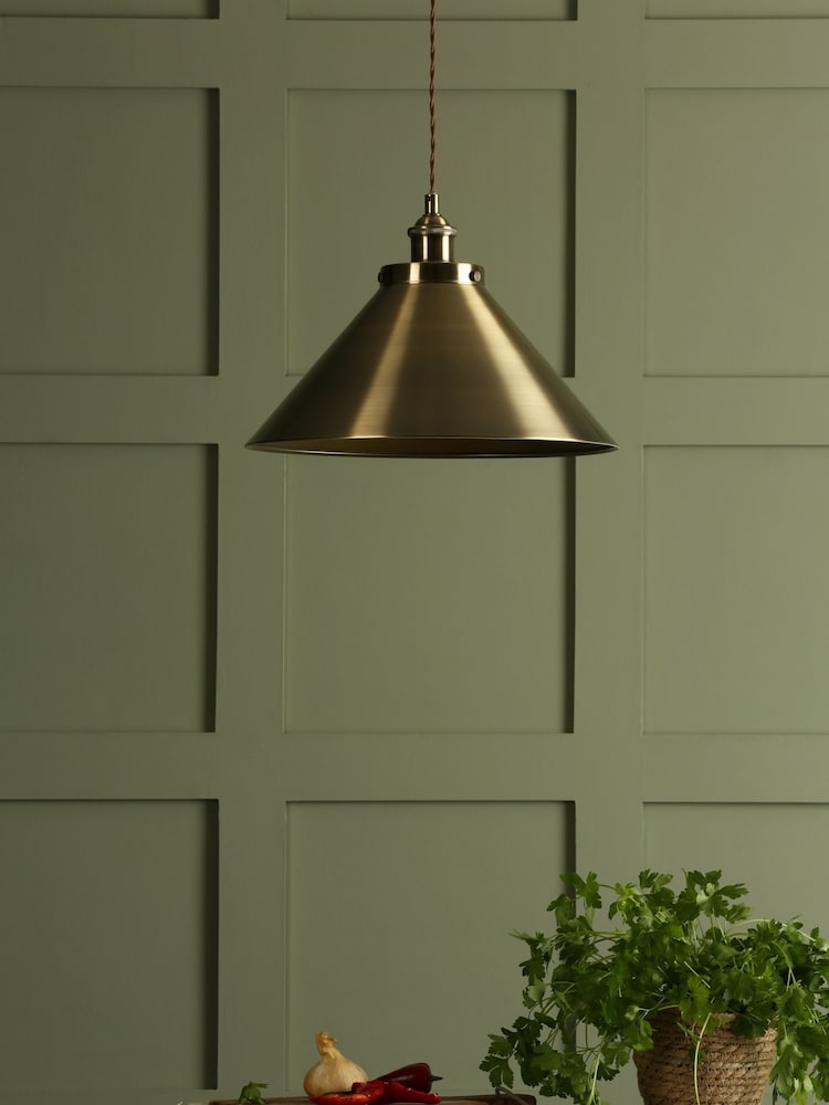 Laura Ashley Brass Rufus Grande 1 Light Pendant Ceiling Light - Image 2 of 5