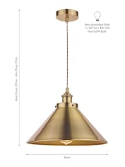 Laura Ashley Brass Rufus Grande 1 Light Pendant Ceiling Light - Image 5 of 5