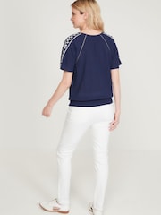 M&Co Blue Embroidered Tassel Detail Top - Image 2 of 5