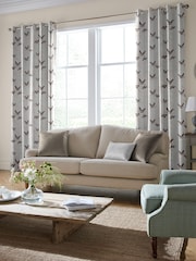 Laura Ashley Grey Animalia Embroidered Made To Measure Curtains - Image 1 of 6