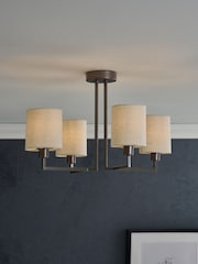 Black Greenwich 4 Light Flush Ceiling Light - Image 1 of 6