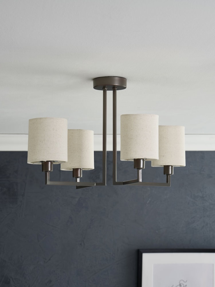 Black Greenwich 4 Light Flush Ceiling Light - Image 2 of 6