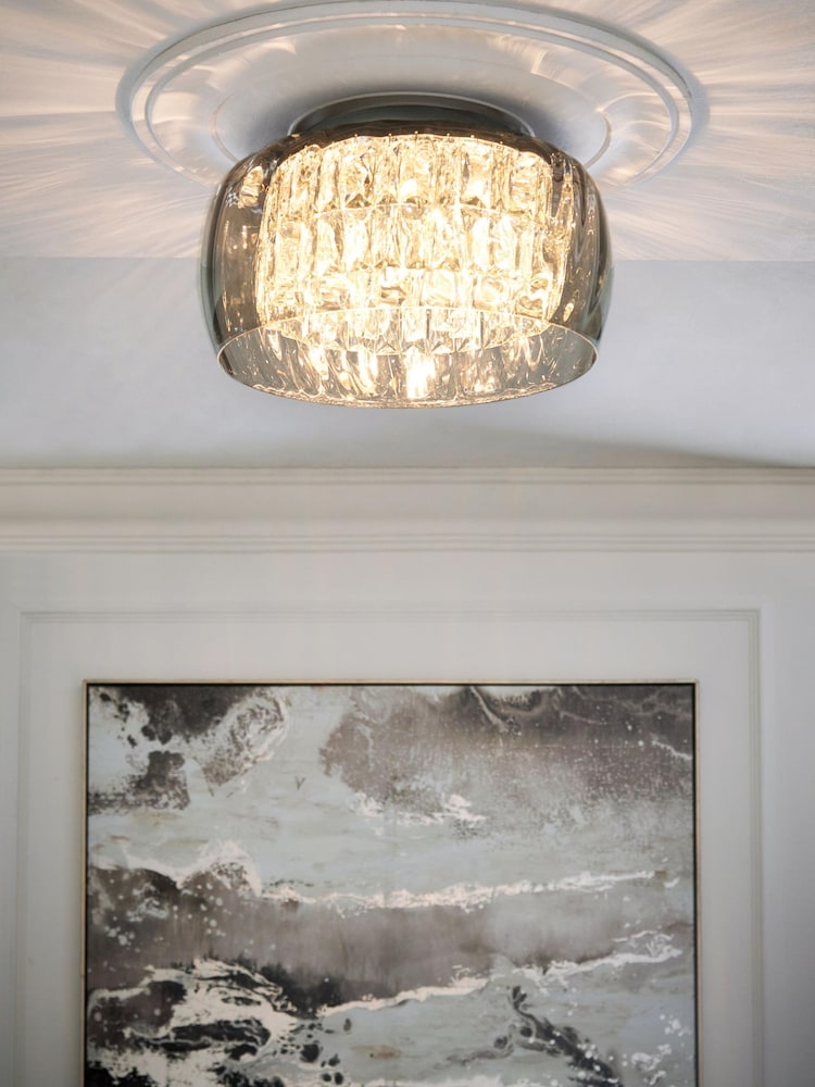 Smoke Grey Chelsea 3 Light Flush Ceiling Light - Image 1 of 7