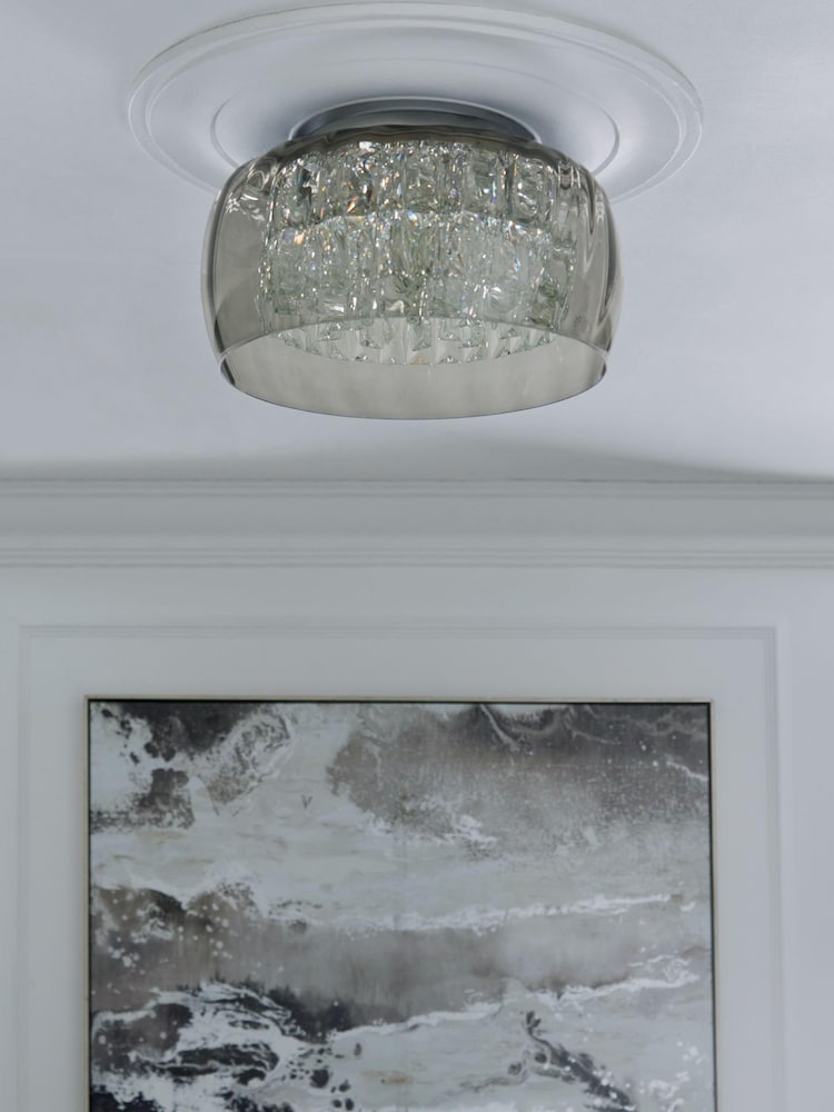 Smoke Grey Chelsea 3 Light Flush Ceiling Light - Image 2 of 7
