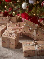 Cox & Cox Brown Recycled Christmas Wrapping Paper - Image 1 of 4