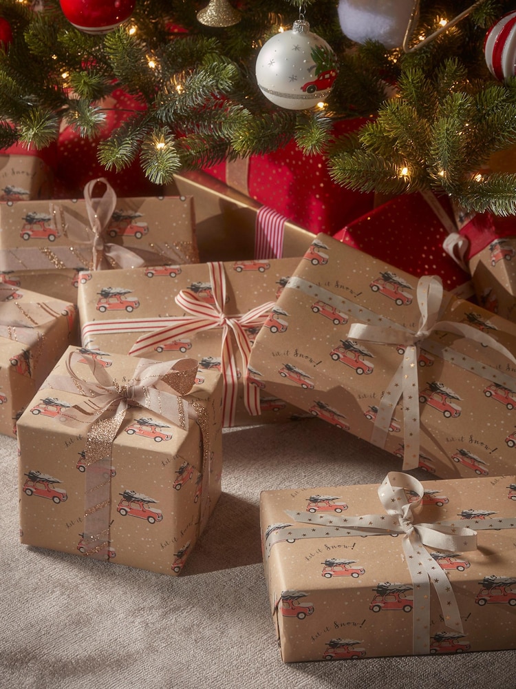 Cox & Cox Brown Recycled Christmas Wrapping Paper - Image 1 of 4