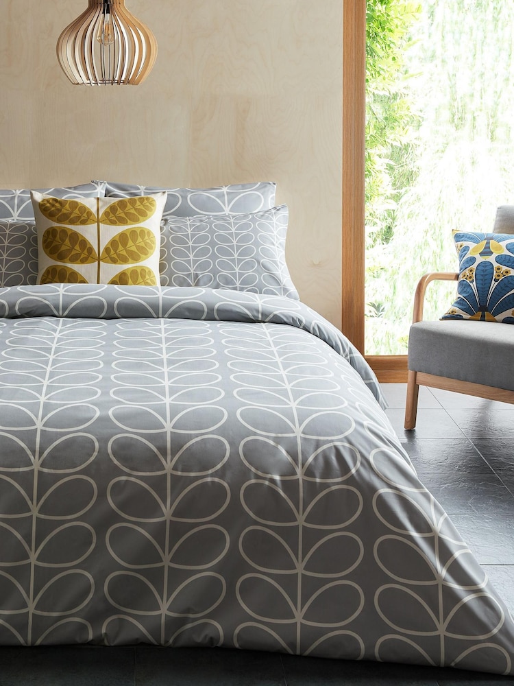 Orla Kiely Silver Linear Stem Duvet Cover and Pillowcase Set - Image 1 of 2