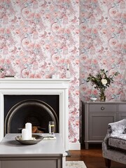 Laura Ashley Blush Pink Birtle 10M Wallpaper - Image 1 of 4