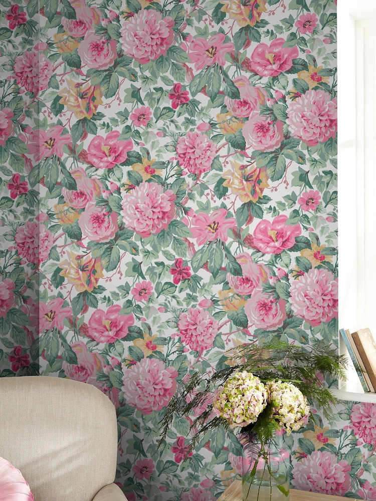 Laura Ashley Pink Aveline 10M Wallpaper - Image 1 of 4