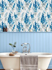 Laura Ashley Blue Stocks 10M Wallpaper - Image 1 of 4