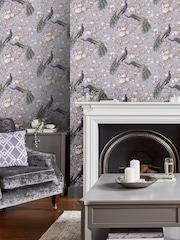 Laura Ashley Pale Iris Purple Belvedere 10M Wallpaper - Image 1 of 4