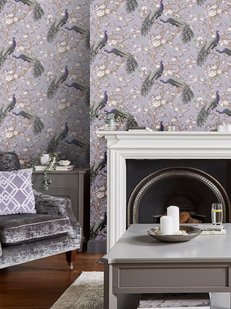 Laura Ashley Pale Iris Purple Belvedere 10M Wallpaper - Image 1 of 4