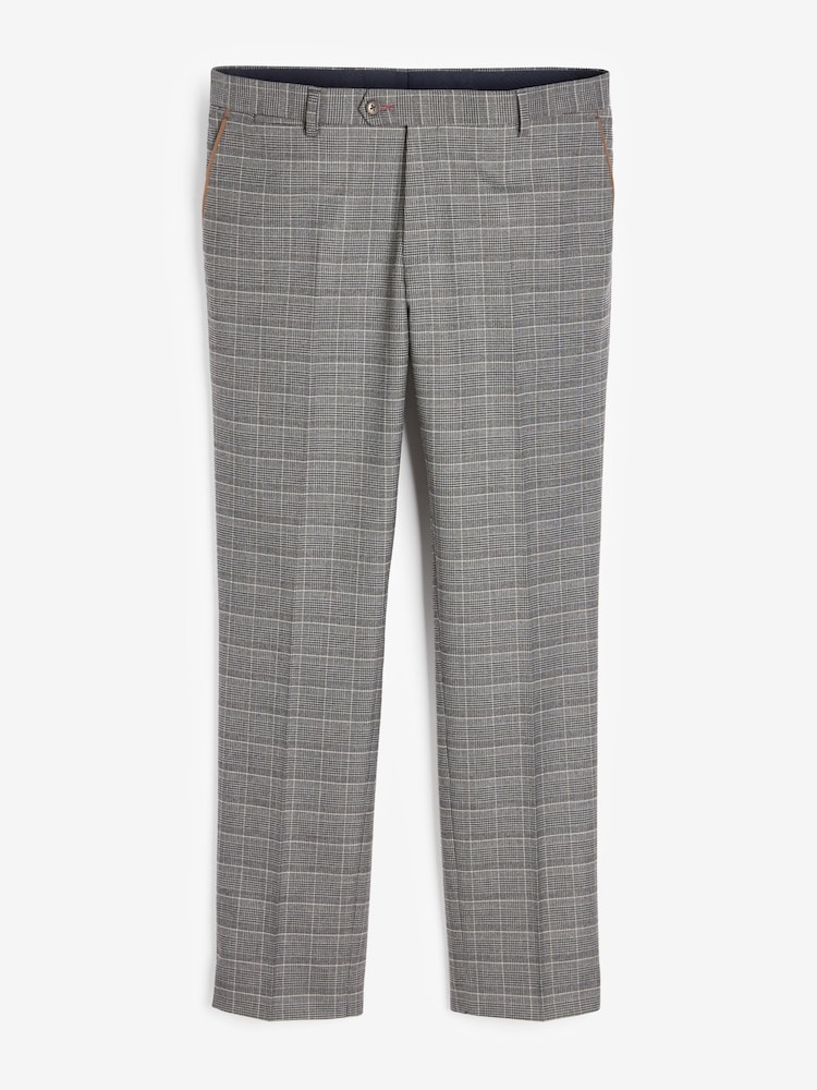 Grey Slim Fit Check Suit: Trousers - Image 1 of 3